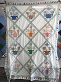 Antique tulip basket 1930s quilt top