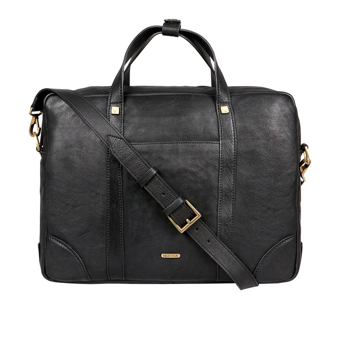 Yoga 04 Black Leather  Messenger Bag